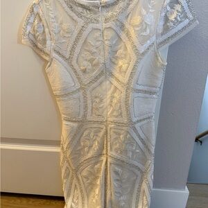Lulu's White Beaded Lace Dress